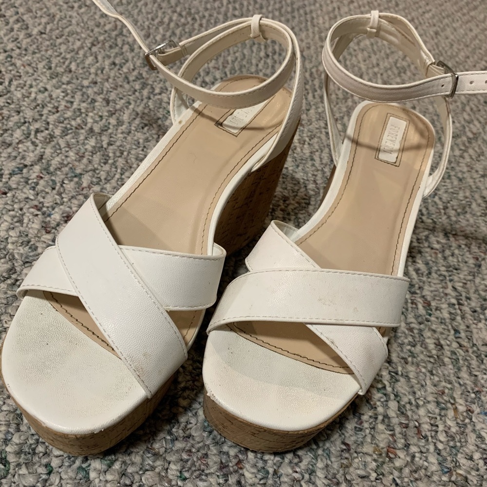 White cork platform sandals